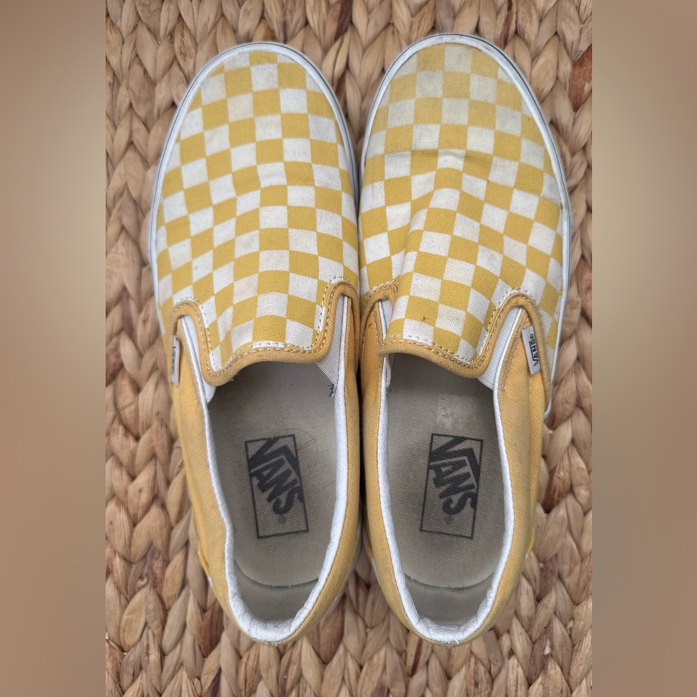 Vans Classic Slip-On Checkerboard Sneakers in Yellow
